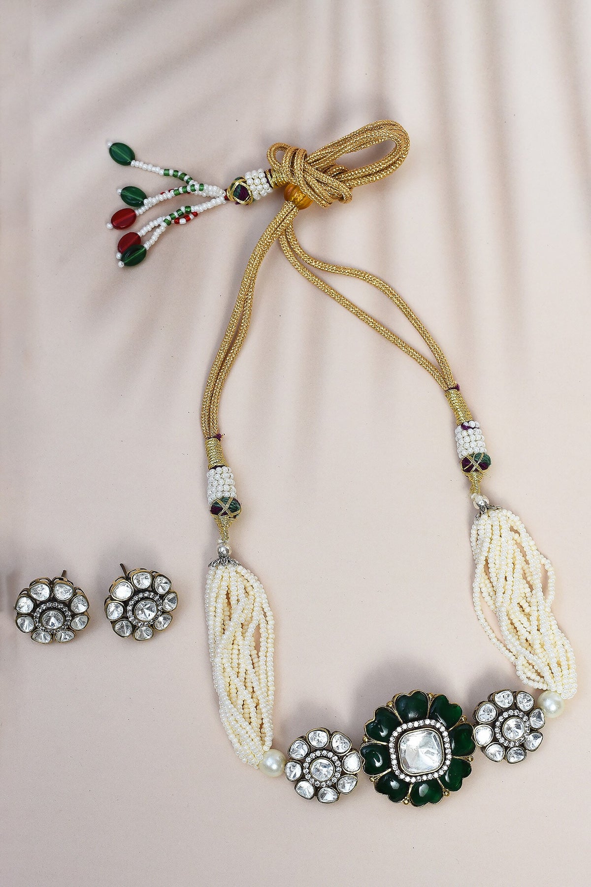 Floral Kundan Pearl Choker Set 