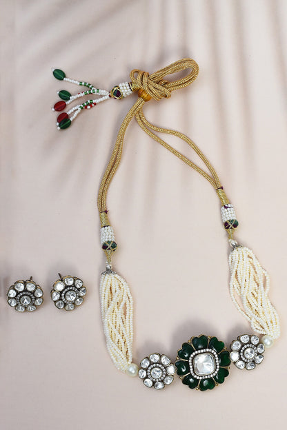 Floral Kundan Pearl Choker Set 