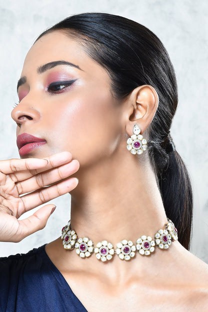 Blossom Kundan Embellished Choker Set 