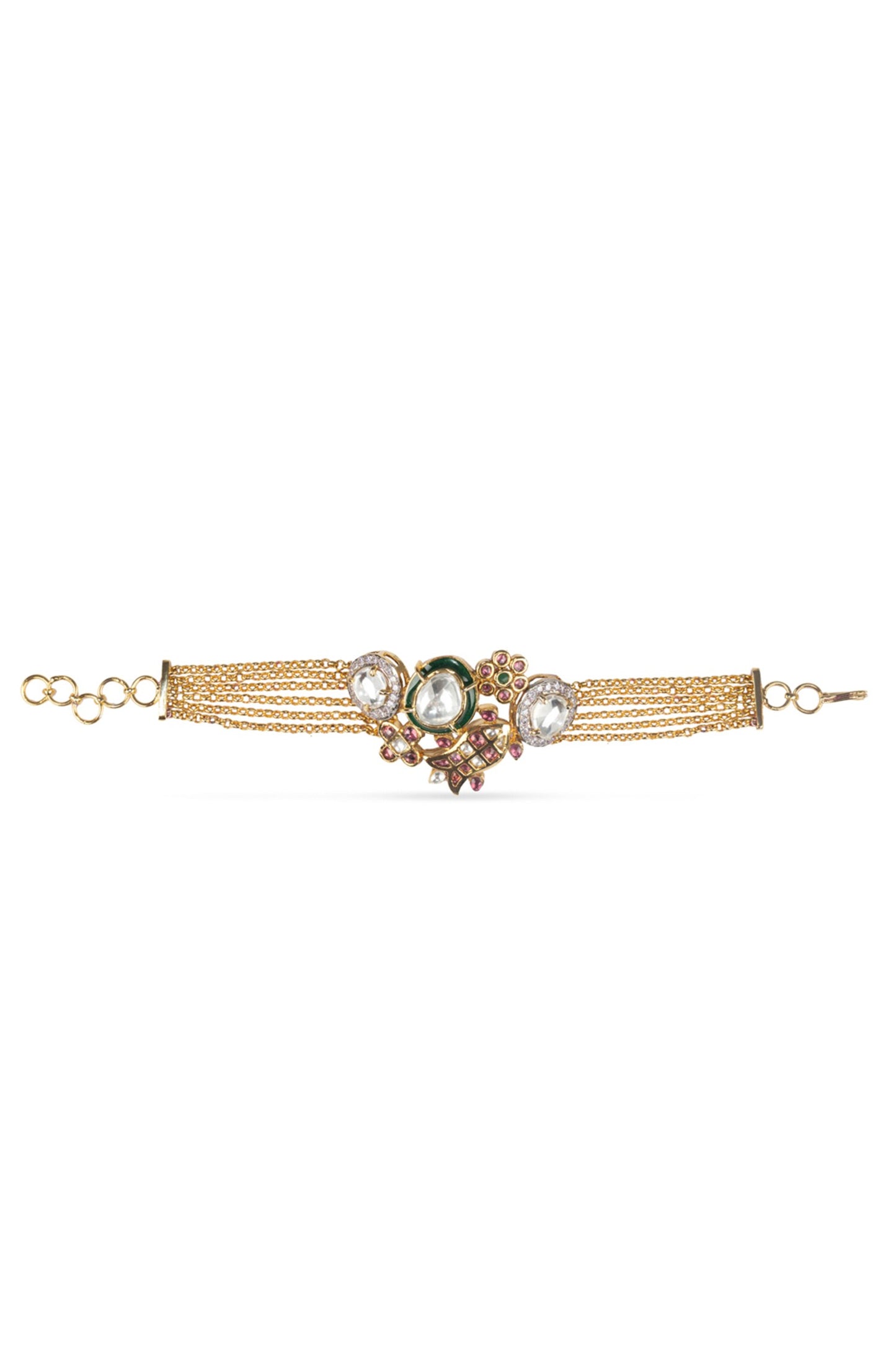 Gold Kundan & Cubic Zirconia Bracelet 