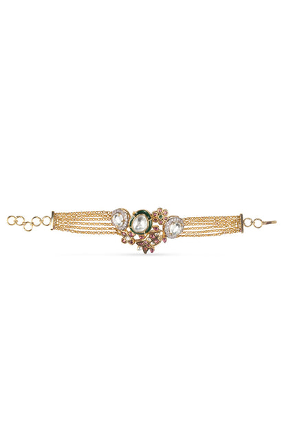 Gold Kundan & Cubic Zirconia Bracelet 