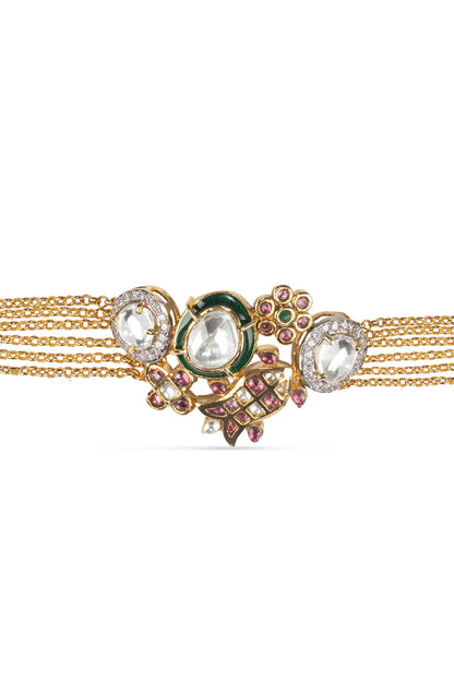 Gold Kundan & Cubic Zirconia Bracelet 