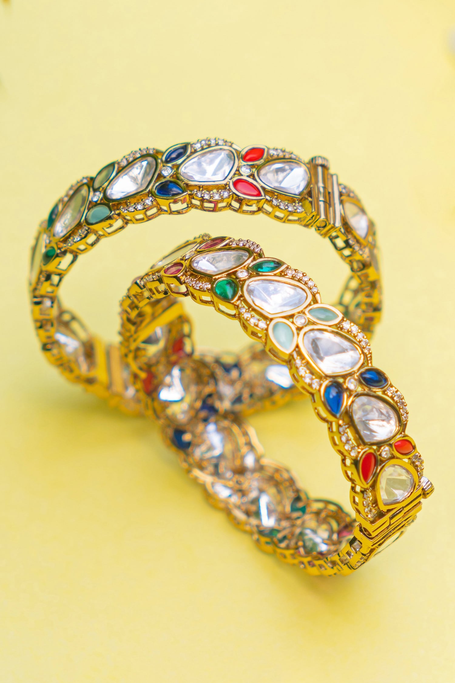 Polki Studded Bangles - Set of 2 