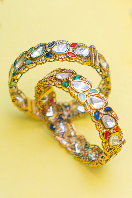 Polki Studded Bangles - Set of 2 