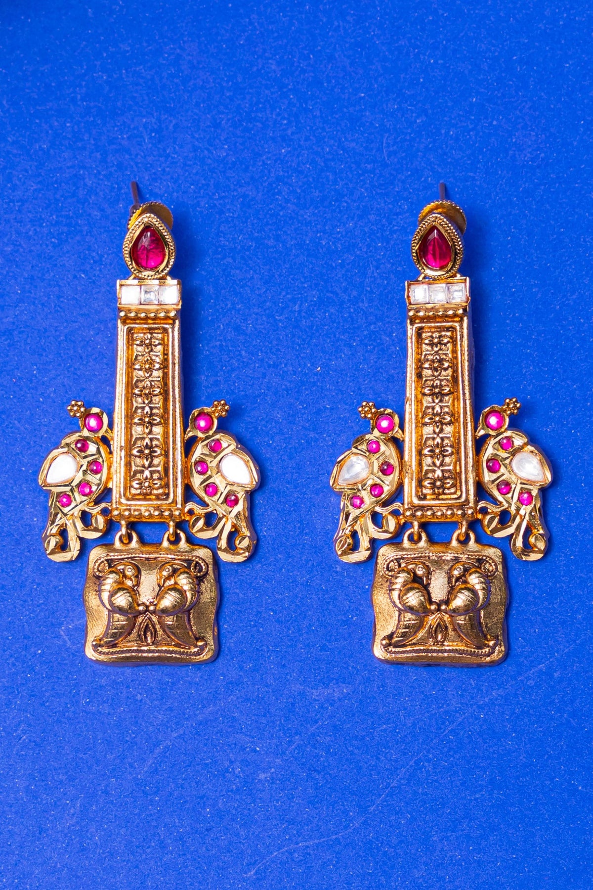 Temple Carved Work Earrings 