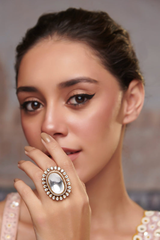 Gold Polki Embellished Ring 