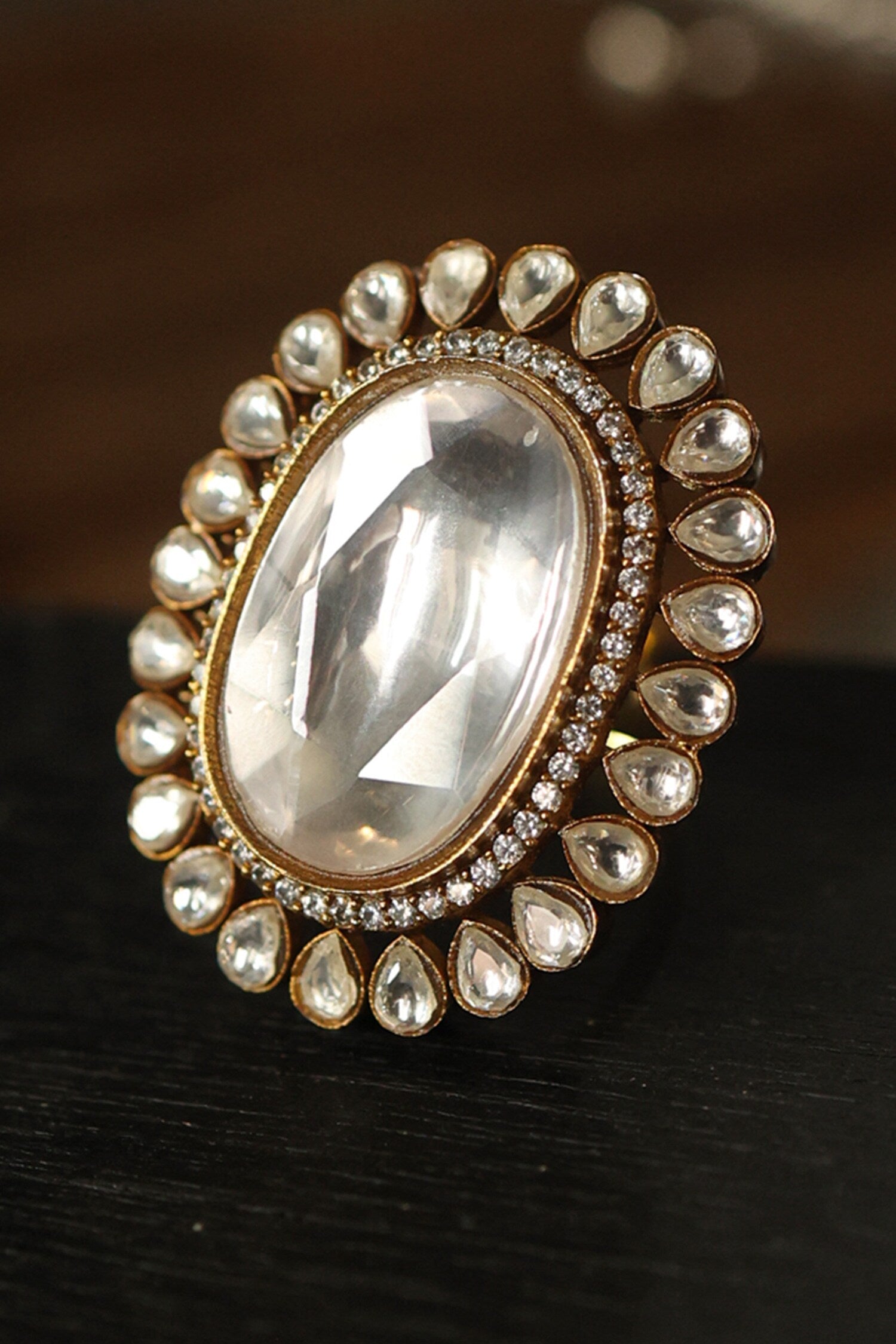 Gold Polki Embellished Ring 