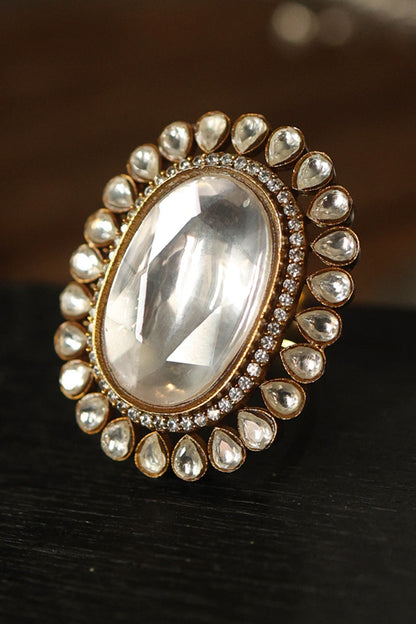 Gold Polki Embellished Ring 