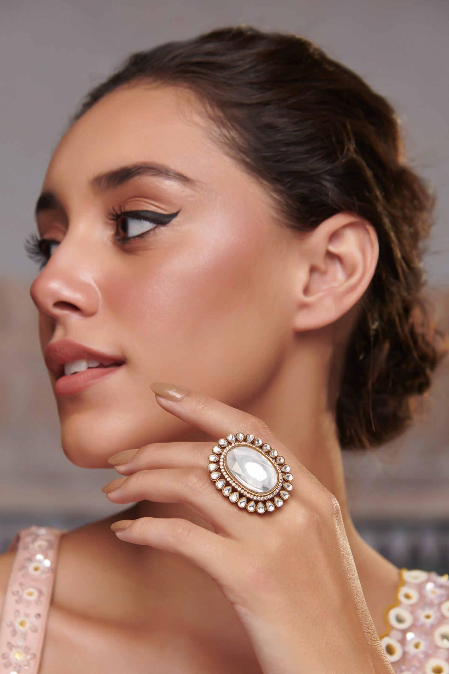 Gold Polki Embellished Ring 