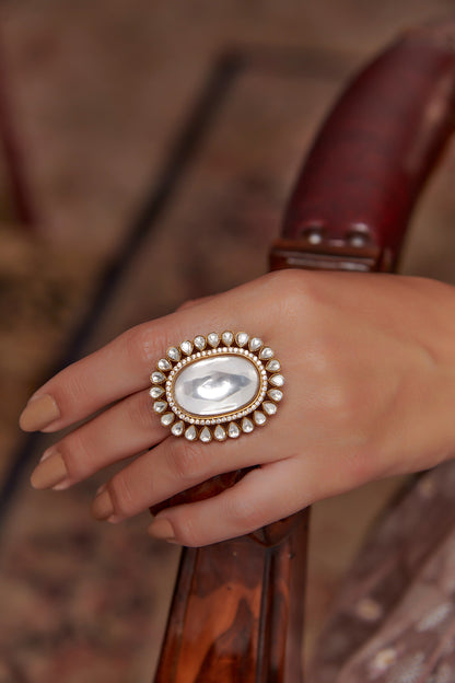 Gold Polki Embellished Ring 