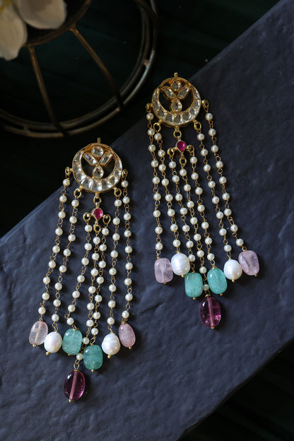 Kundan Tassel Dangler Earrings 