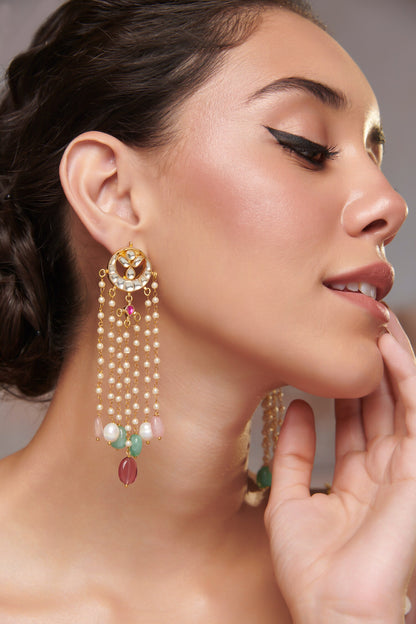 Kundan Tassel Dangler Earrings 