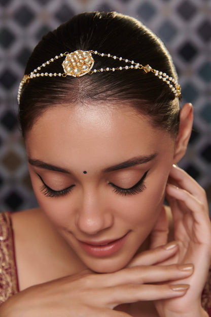 Kundan Pearl Embellished Mathapatti 