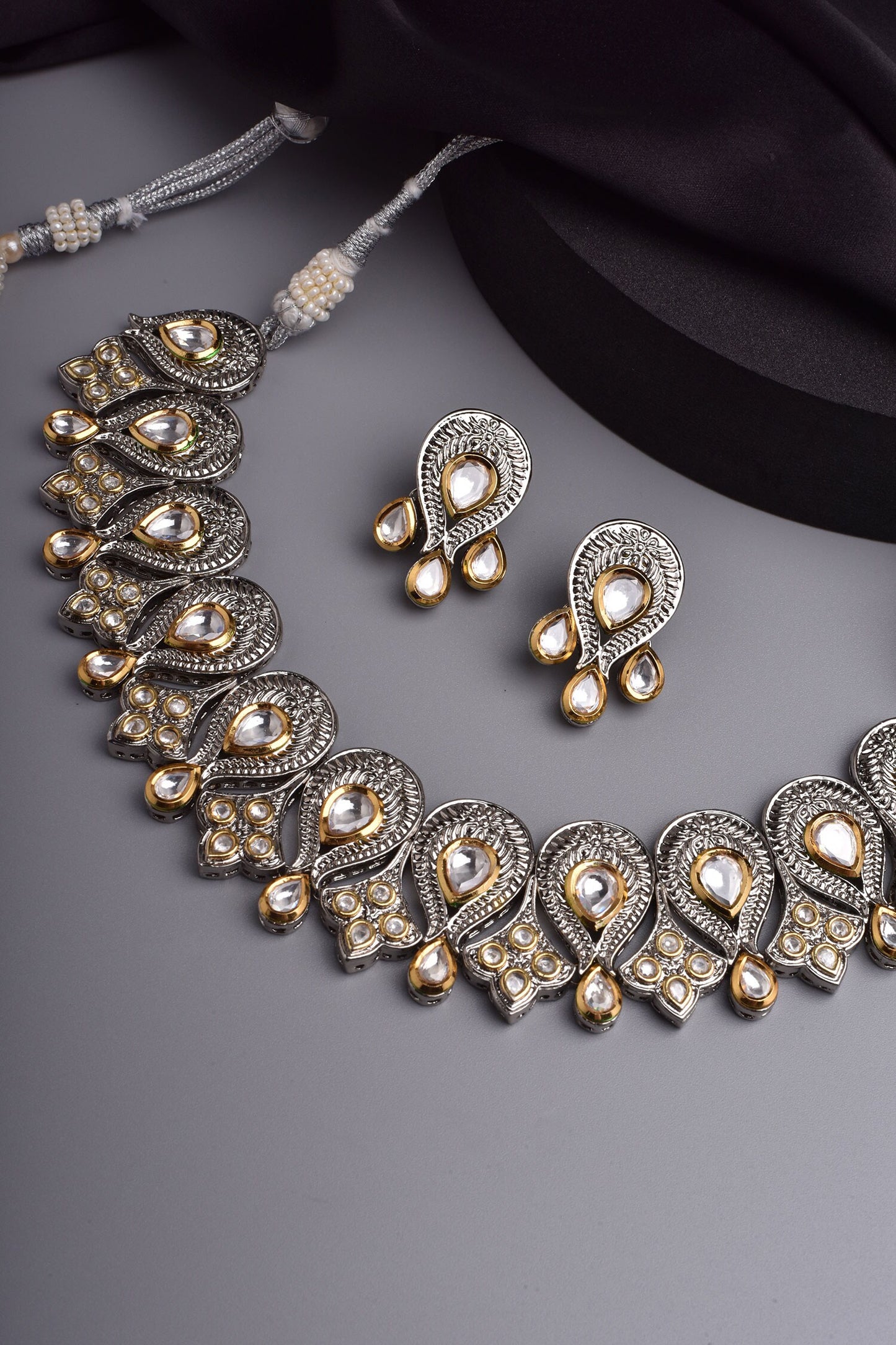 Polki Embellished Choker Necklace Set 
