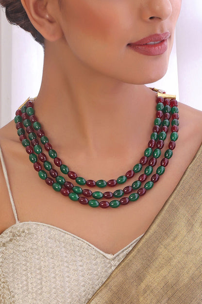 Beads Embellished Layered Necklace Set 