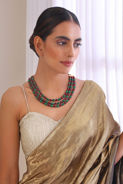 Beads Embellished Layered Necklace Set 
