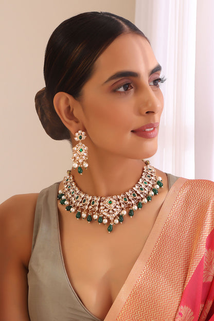 Polki & Stone Embellished Choker Necklace Set 