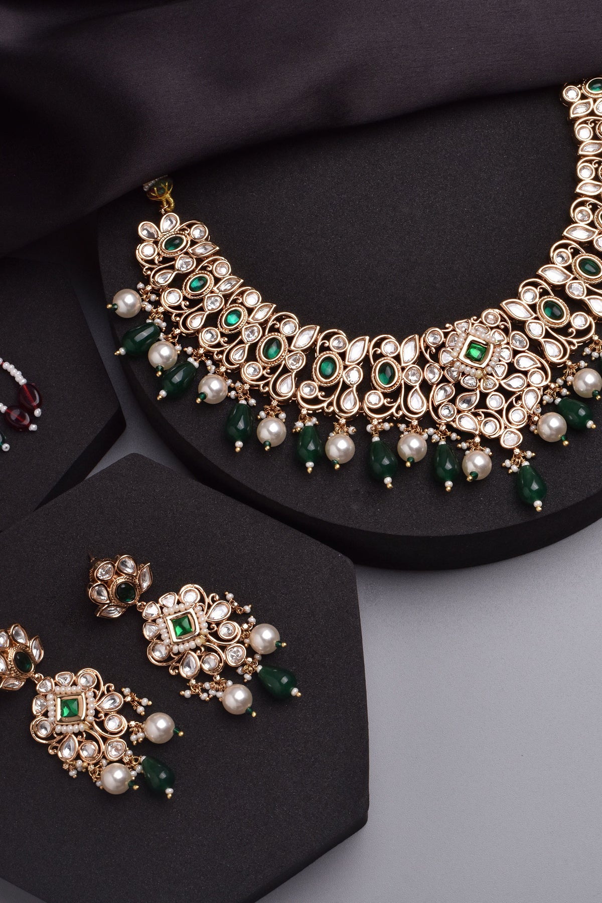 Polki & Stone Embellished Choker Necklace Set 