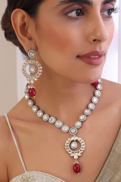 Polki Embellished Pendant Necklace Set 
