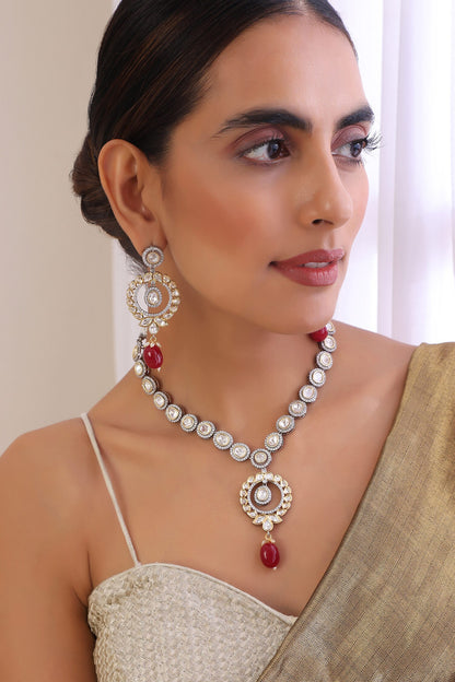 Polki Embellished Pendant Necklace Set 
