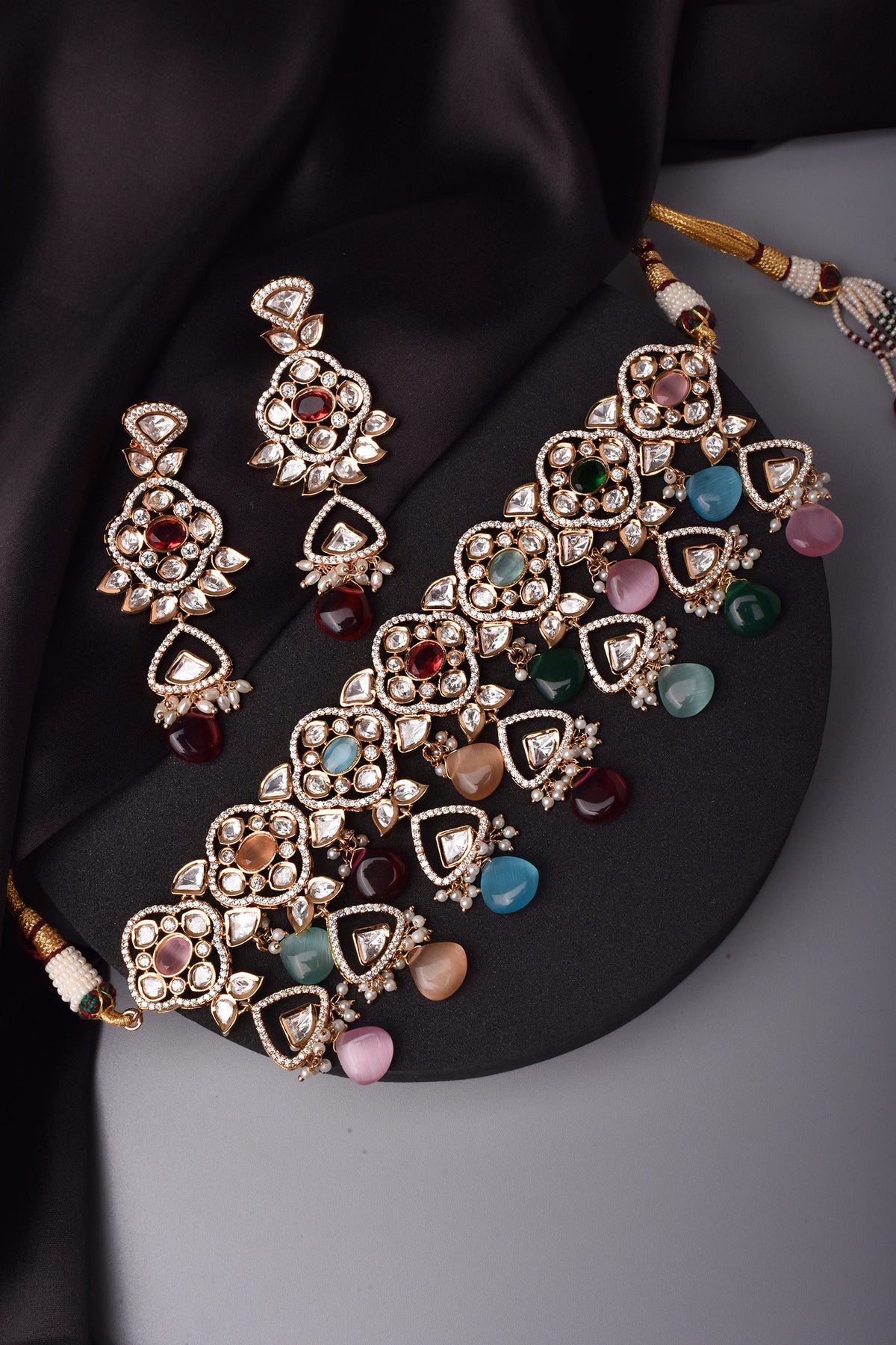 Stone & Polki Embellished Choker Necklace Set 