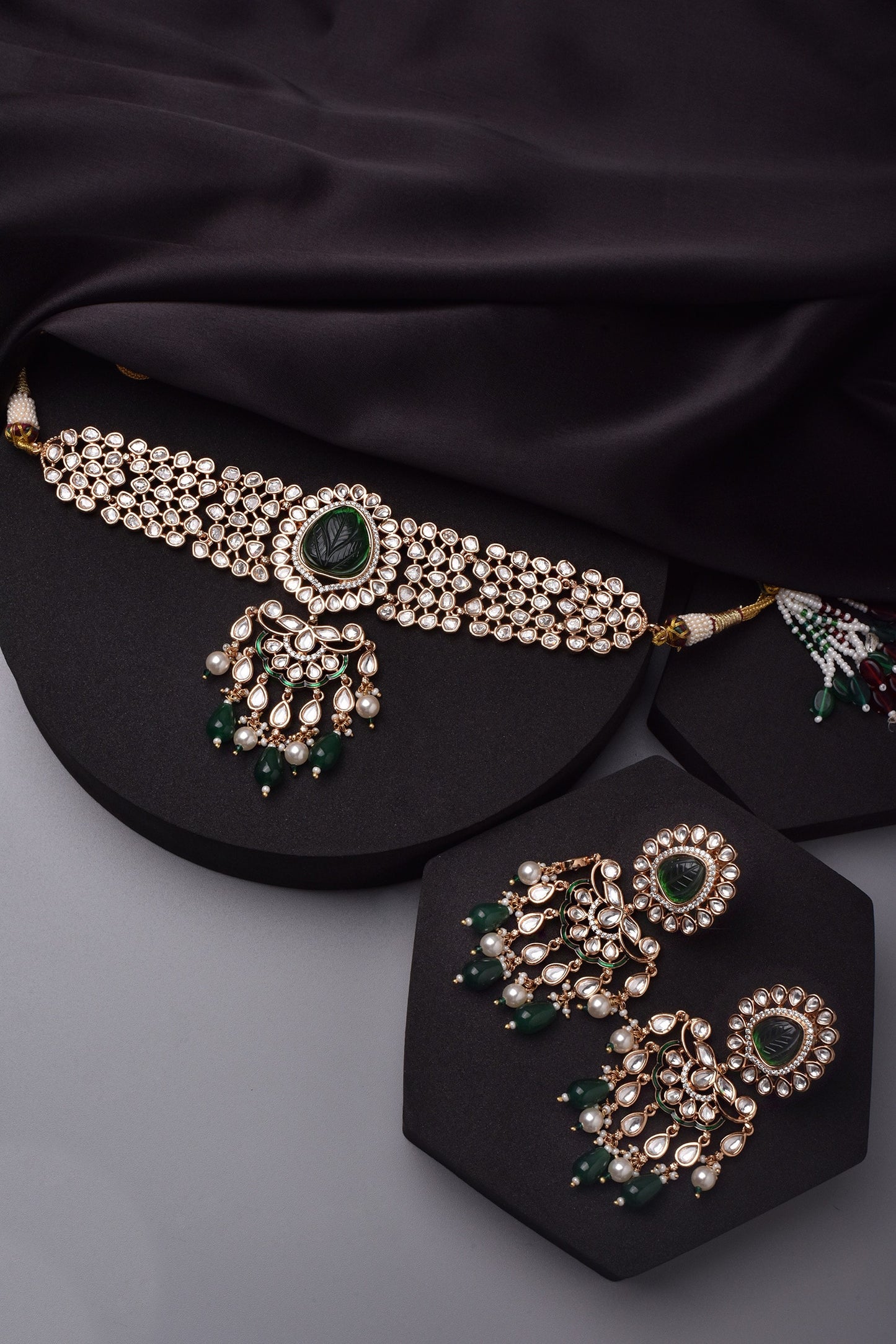 Polki & Stones Embellished Choker Necklace Set 