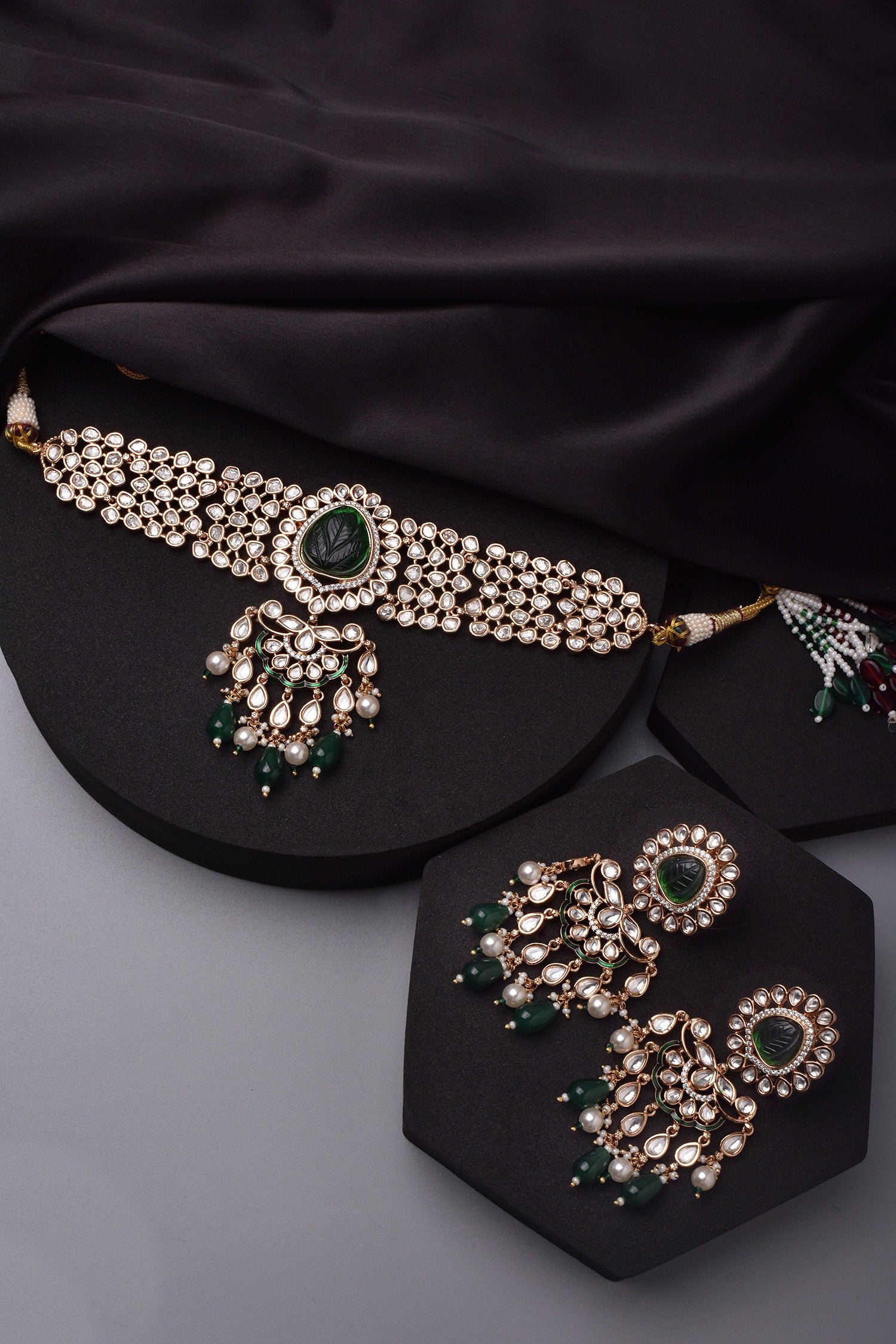 Polki & Stones Embellished Choker Necklace Set 