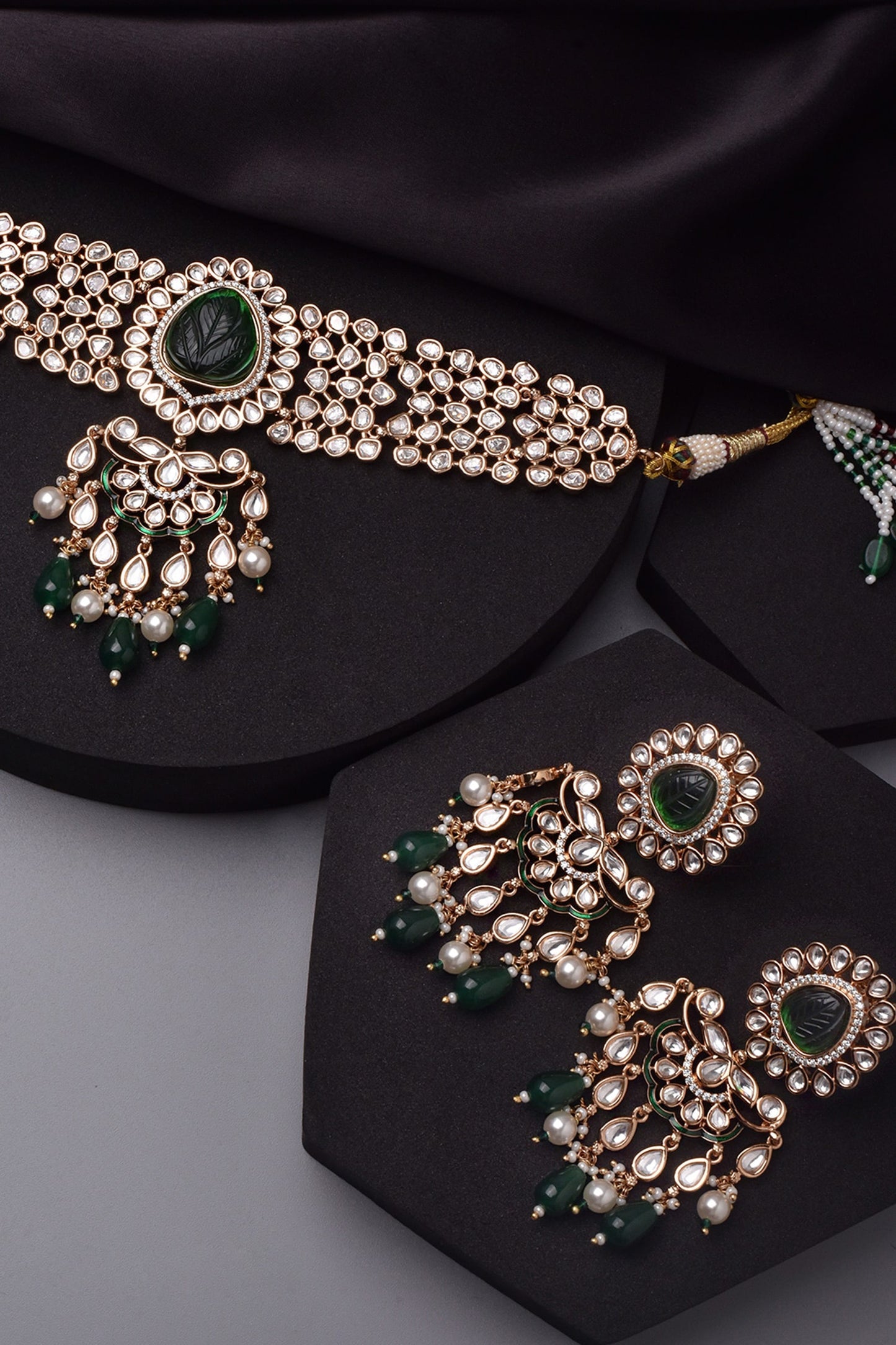 Polki & Stones Embellished Choker Necklace Set 