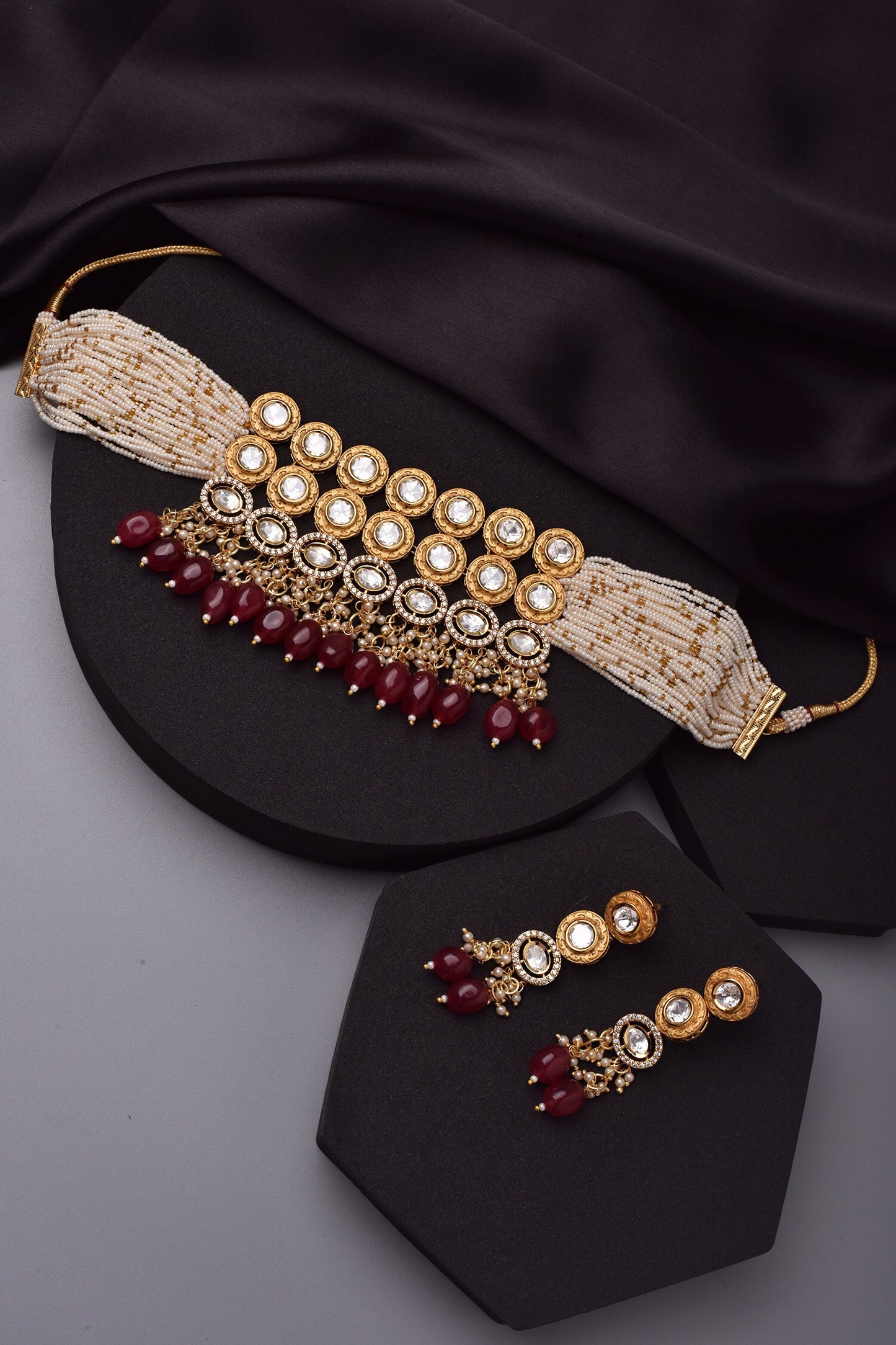 Stone Embellished Choker Necklace Set 