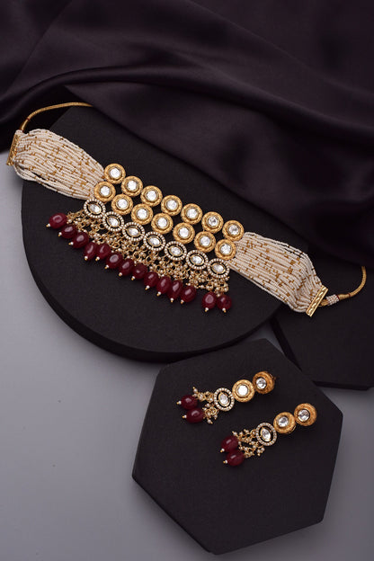 Stone Embellished Choker Necklace Set 