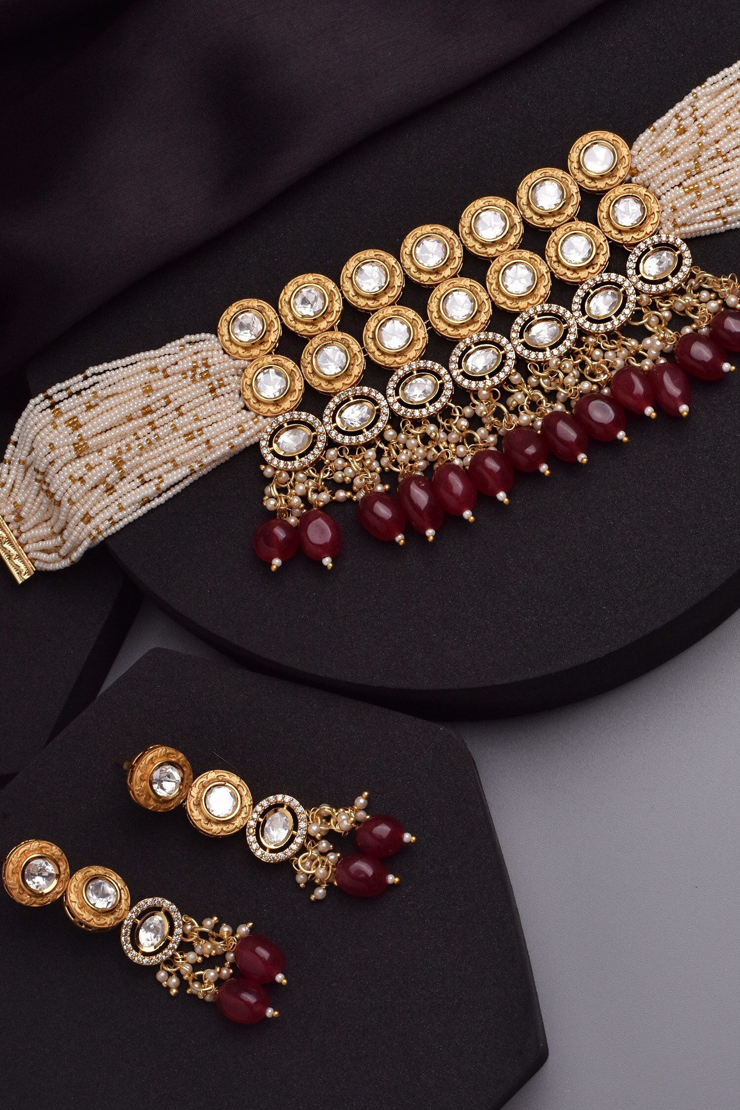 Stone Embellished Choker Necklace Set 