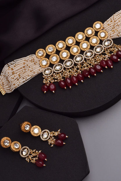 Stone Embellished Choker Necklace Set 