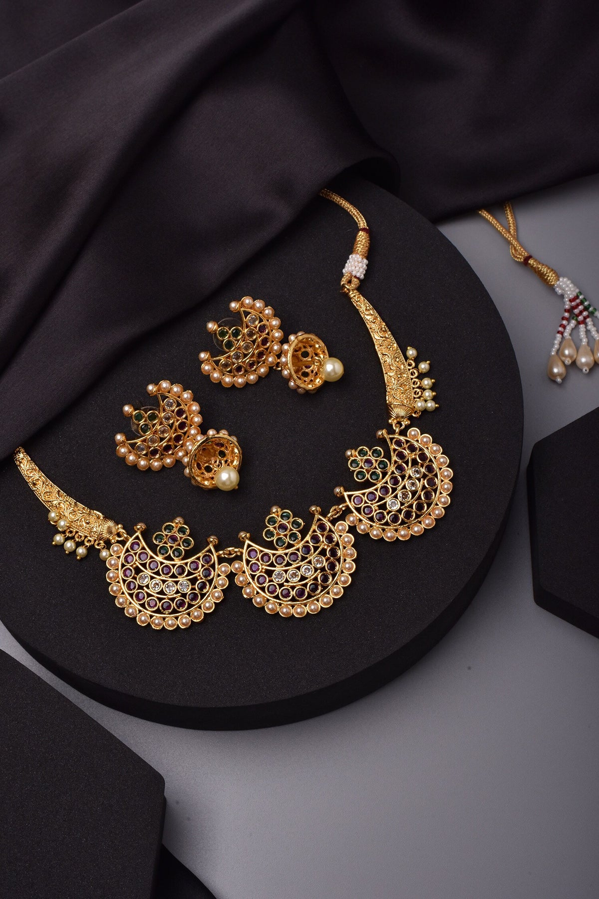 Crescent Embellished Necklace Set 