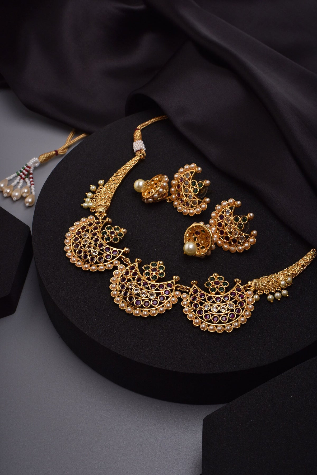 Crescent Embellished Necklace Set 