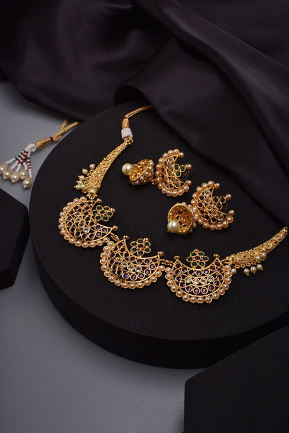 Crescent Embellished Necklace Set 