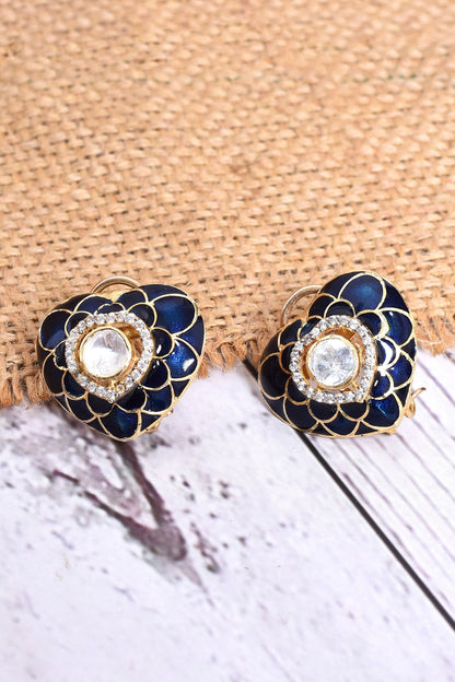 Sapphire Embellished Heart Studs 