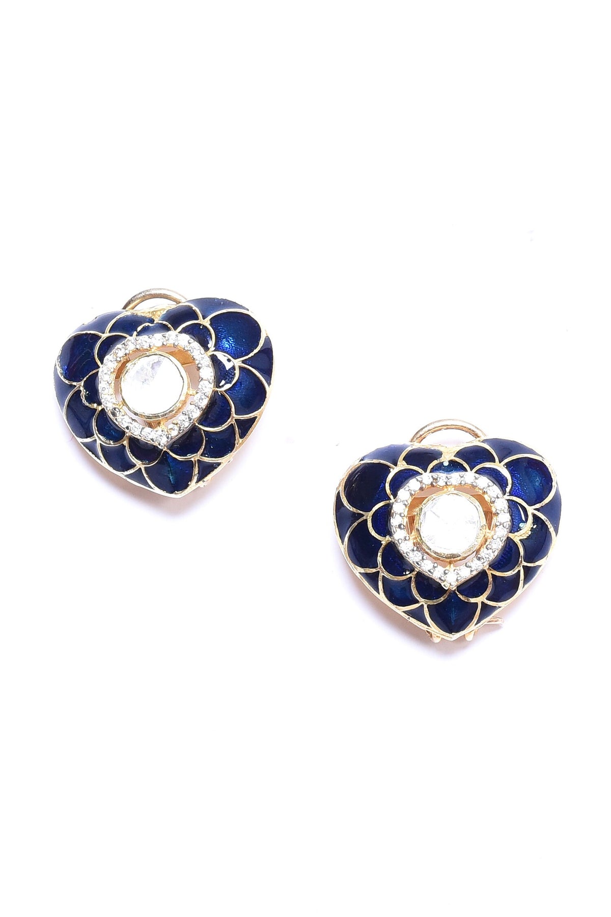Sapphire Embellished Heart Studs 
