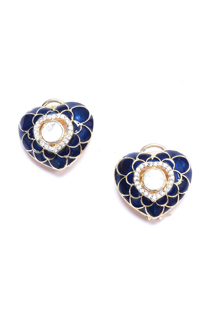 Sapphire Embellished Heart Studs 