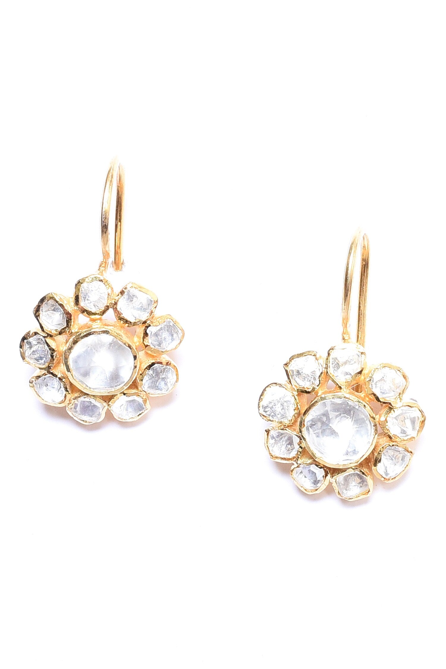 Polki Embellished Floral Stud Earrings 