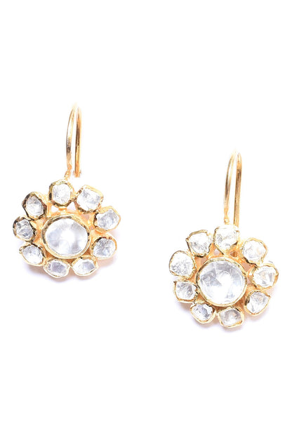 Polki Embellished Floral Stud Earrings 
