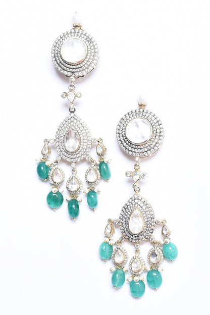 Emerald Embellished Tassel Earrings 