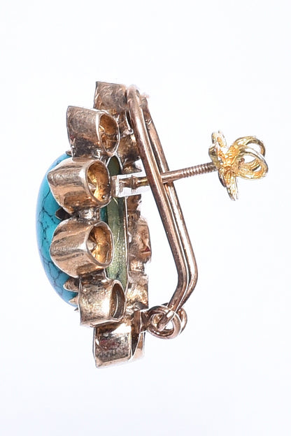Turquoise Embellished Stud Earrings 