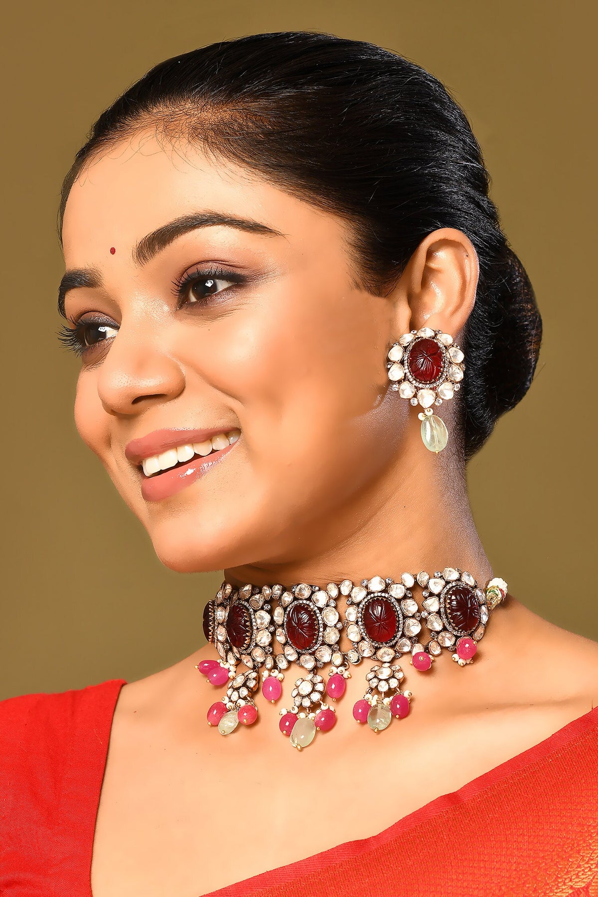 Ruby Embellished Choker Set 