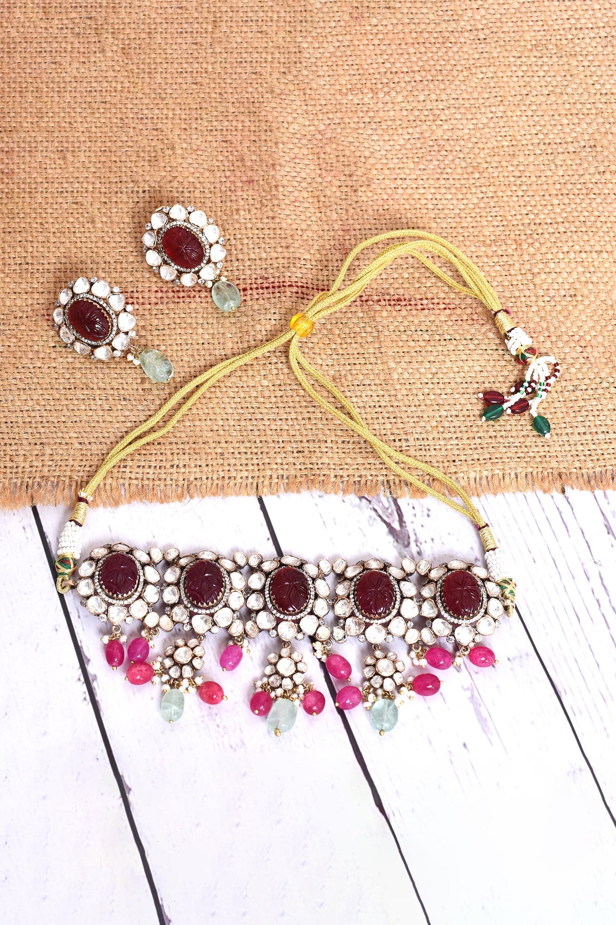 Ruby Embellished Choker Set 