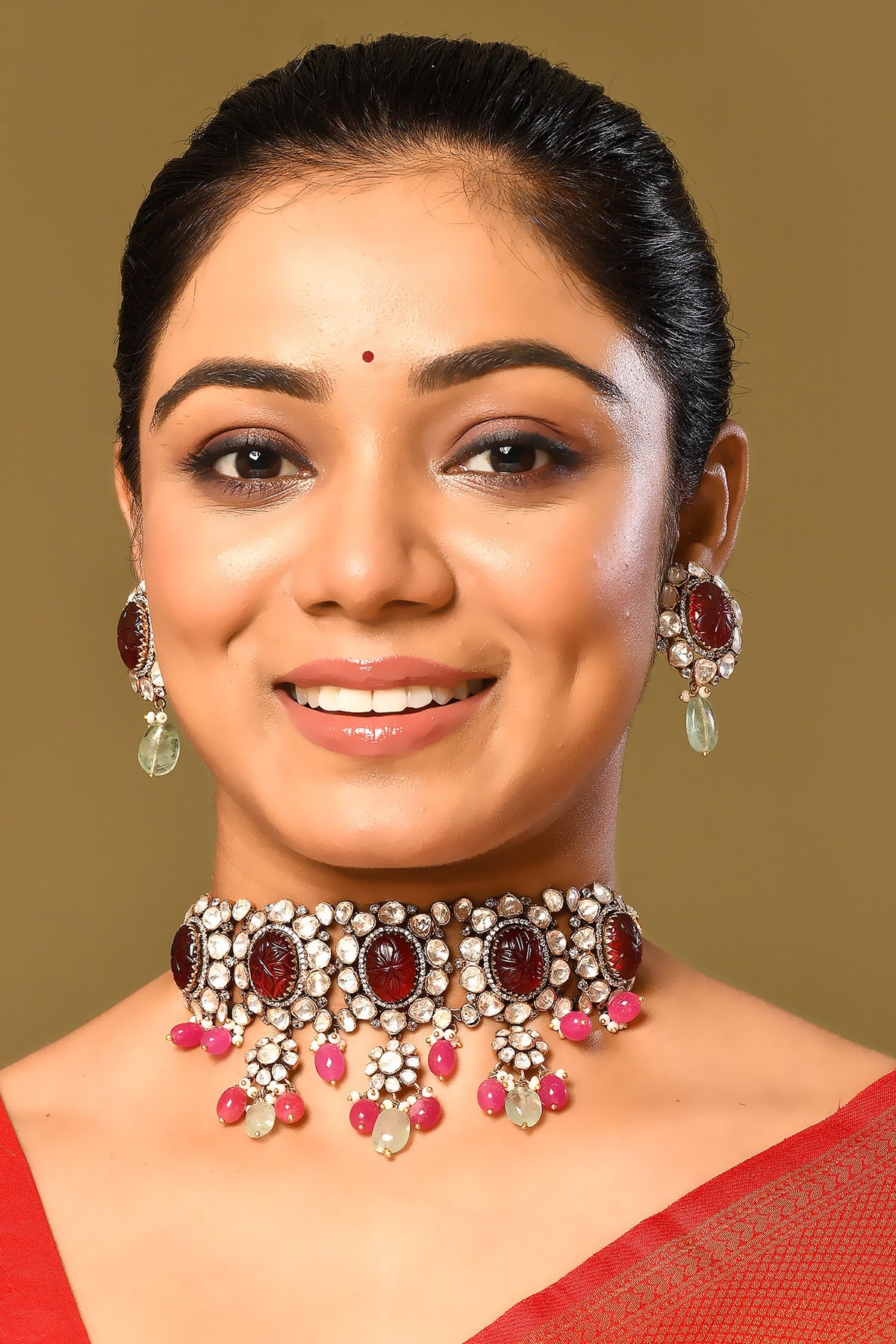 Ruby Embellished Choker Set 