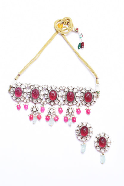 Ruby Embellished Choker Set 