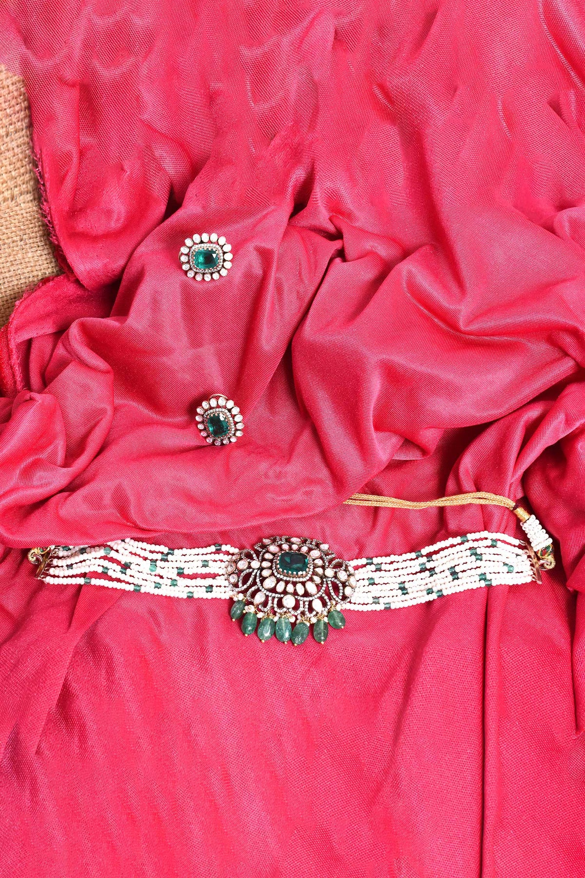 Emerald Embellished Choker Set 