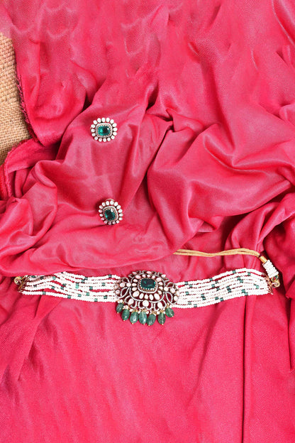 Emerald Embellished Choker Set 