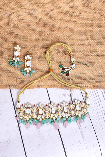 Geometric Embellished Choker Set 
