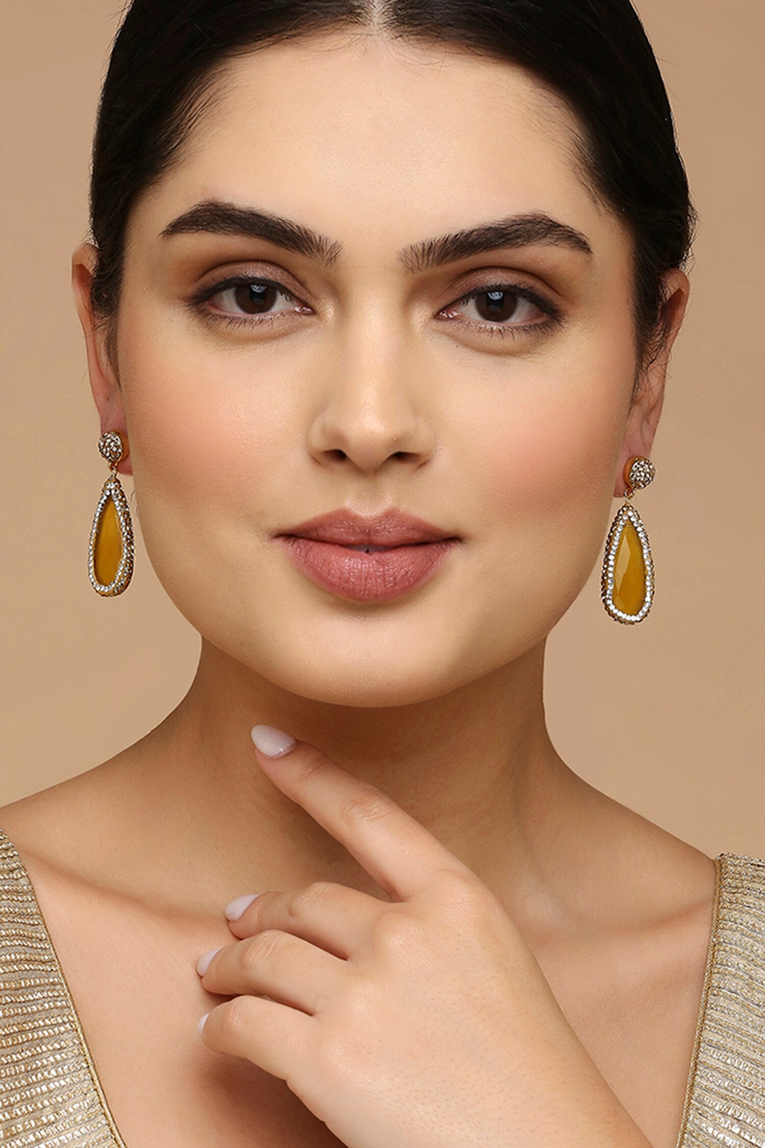 Stone Embellished Drop Earrings 